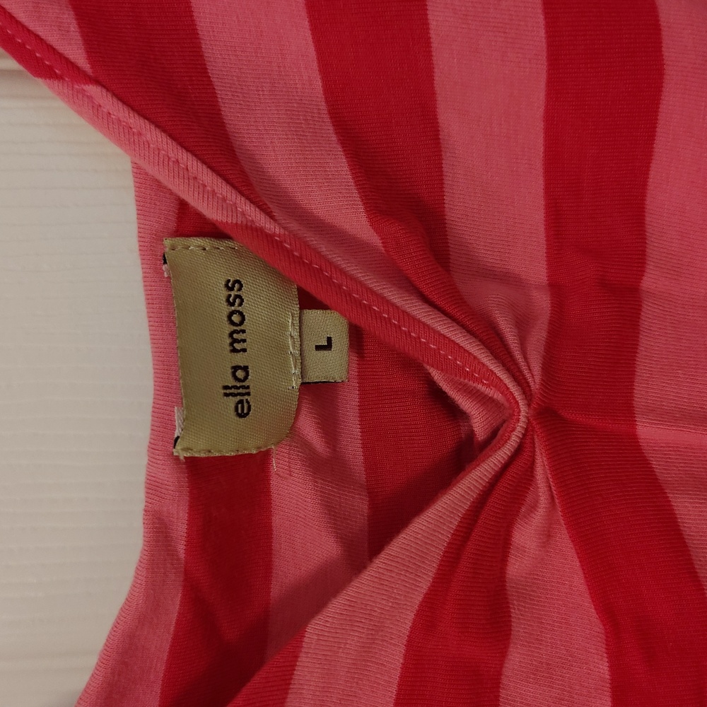 Size Large Ella Moss Pink & Red Striped Women's Tank Top - Picture 2 of 4